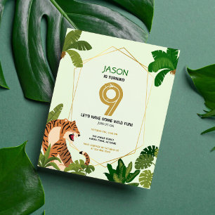 Safari Animal Tiger Budget Birthday Invitation