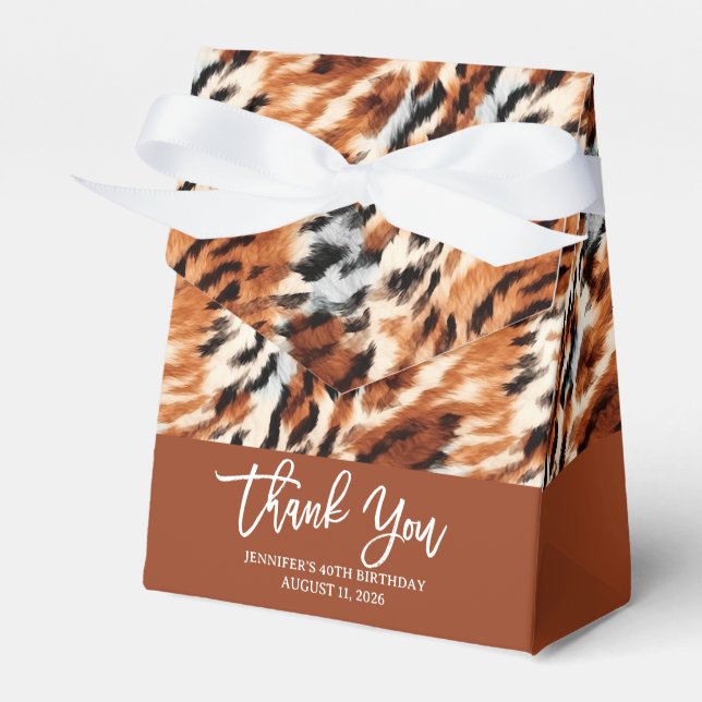 Safari Animal Tiger Fur Pattern Wild Boho Favor Box (Front Side)