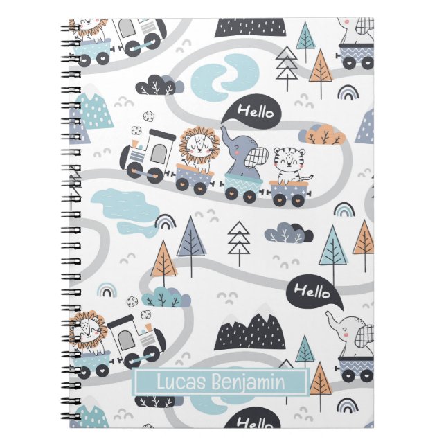 Safari Animal Train Parade Carnet sur mesure (Devant)
