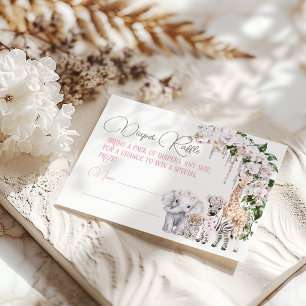 Safari Animal Tropical Flower Diaper Baby Shower Enclosure Card