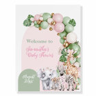 Safari Animal Tropical Green Pink Baby Girl Shower
