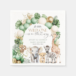 Safari Animal Tropical Green Wild One Baby Shower Napkin