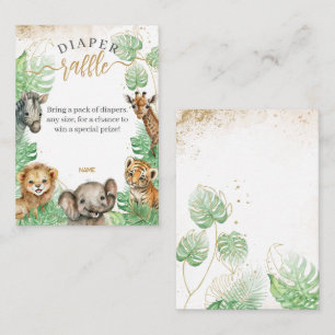 Safari animal Tropical greenery Baby Shower diaper Enclosure Card
