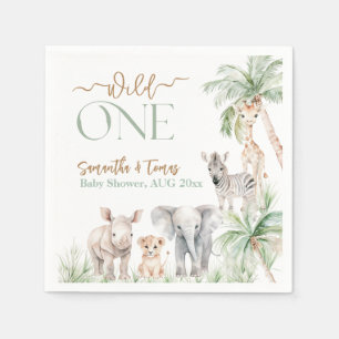 Safari Animal Wild One Baby Boy Shower Napkin