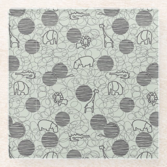 safari animals 1 glass coaster (Front)
