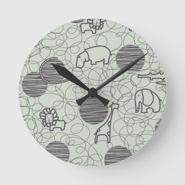 safari animals 1 round clock (Front)