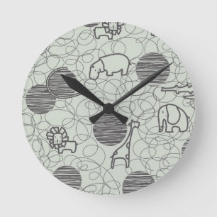 safari animals 1 round clock