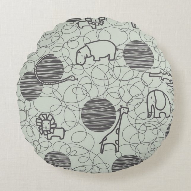 safari animals 1 round pillow (Front)