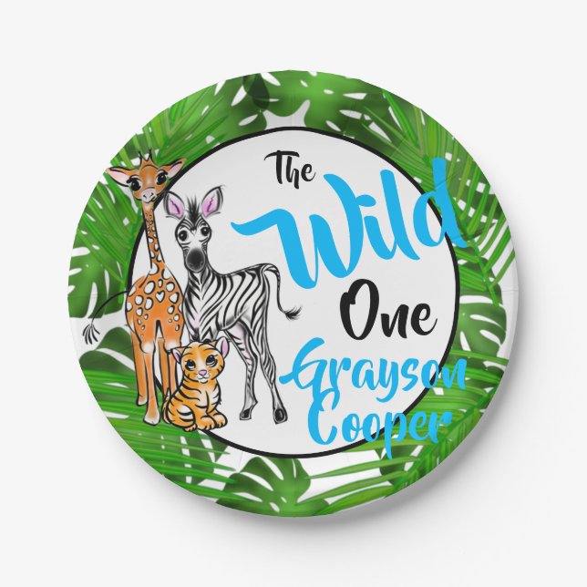 Safari animals  1st Birthday | jungle Animals  Paper Plate (Front)