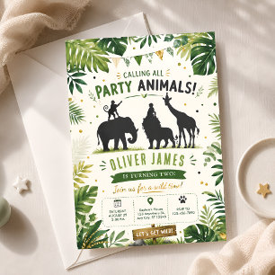 Safari Animals 2nd Birthday Party Invitation