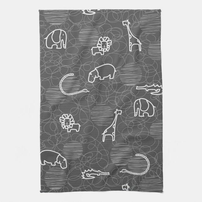 safari animals 5 kitchen towel (Vertical)