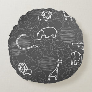 safari animals 5 round pillow
