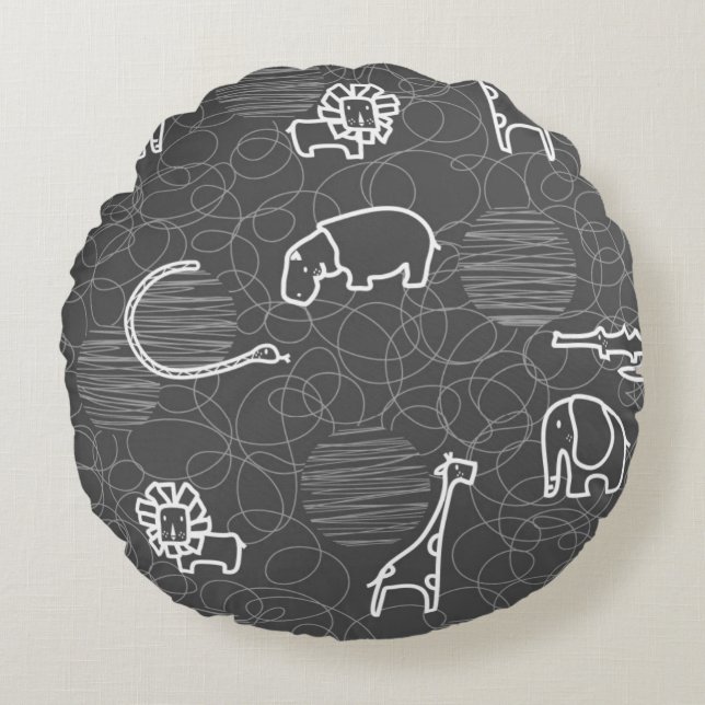 safari animals 5 round pillow (Front)