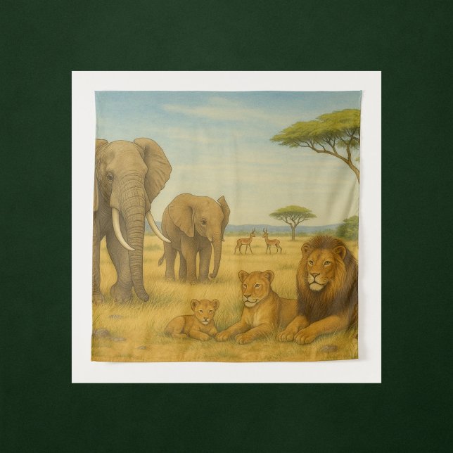 Safari Animals African Wildlife Jungle Tapestry (Creator Uploaded)