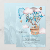Safari Animals and Balloons Blue Boy Baby Shower