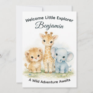 Safari Animals Baby Boy Adventure Shower Invitation