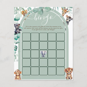 Safari Animals Baby Shower Bingo Game