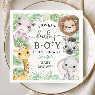 Safari Animals Baby Shower Boy Tropical Jungle Napkin