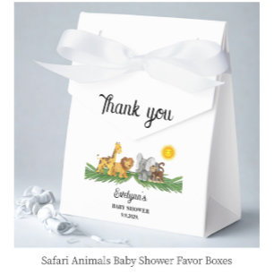 Safari Animals Baby Shower  Favor Box
