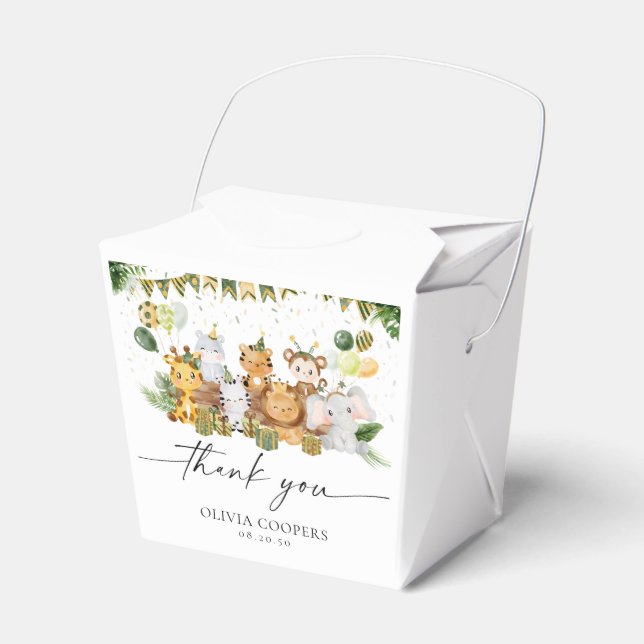 Safari Animals Baby Shower Favour Box (Front Side)