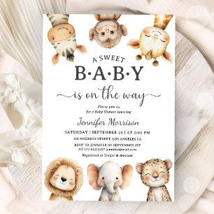 Safari Animals Baby Shower Gender Neutral Jungle Invitation