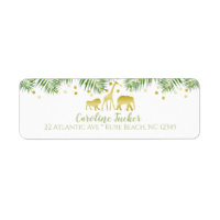 Safari Animals Baby Shower Gold Address Label