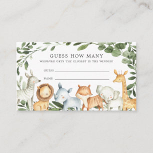 Safari Animals Baby Shower Guess How Many Card
