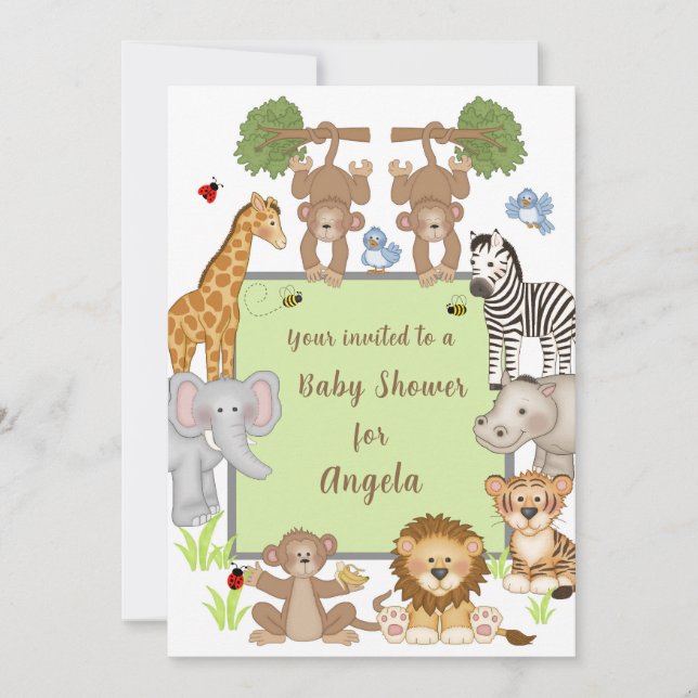 Safari Animals Baby Shower Invitation (Front)