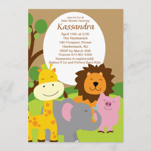 Safari Animals Baby Shower Invitation