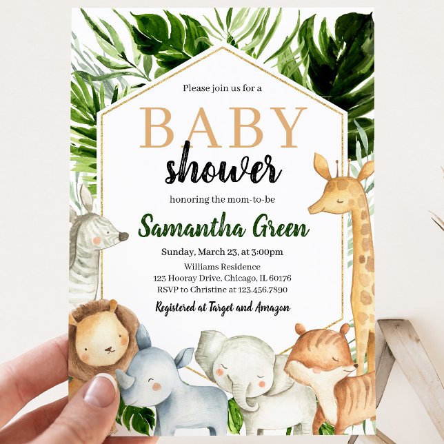 Safari Animals Baby Shower Invitation (Creator Uploaded)