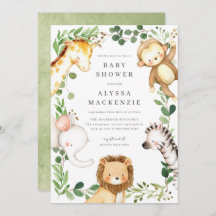 Safari Animals Baby Shower Invitation