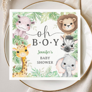 Safari Animals Baby Shower Oh Boy Tropical Jungle Napkin