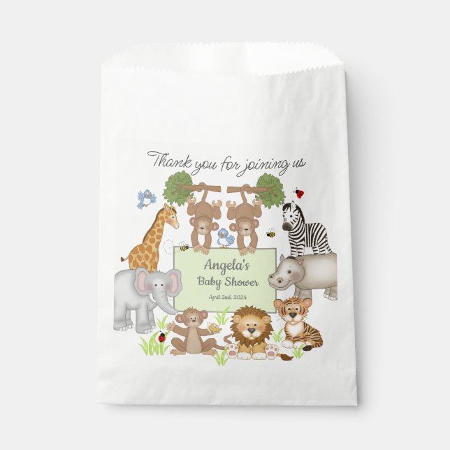 Safari Animals Baby Shower Party Gift Favour Bag (Front)