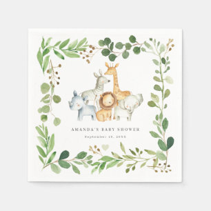 Safari Animals Baby Shower Party Paper Napkins