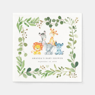 Safari Animals Baby Shower Party Paper Napkins