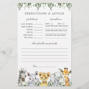Safari Animals Baby Shower Predictions and Advice