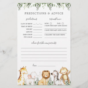 Safari Animals Baby Shower Predictions and Advice