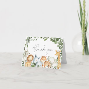 Safari Animals Baby Shower Thank You Card