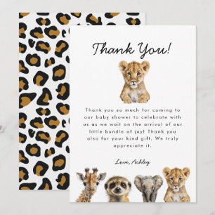 Safari Animals Baby Shower Thank You Card