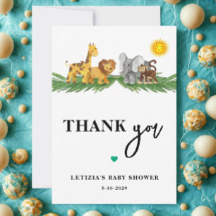 Safari Animals  Baby Shower Thank You Card