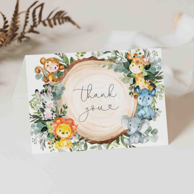 Safari Animals Baby Shower Thank You Card (Creator Uploaded)