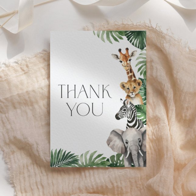 Safari Animals Baby Shower Thank You Card (Creator Uploaded)