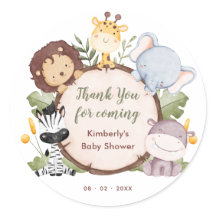 Safari Animals Baby Shower Thank You Favour
