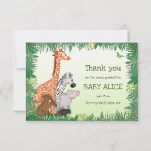 Safari animals baby thank you card (small)