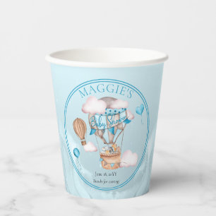 Safari Animals Balloons Blue Boy Baby Shower Paper Cups