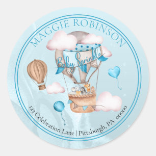Safari Animals Balloons Sprinkle Return Address Classic Round Sticker