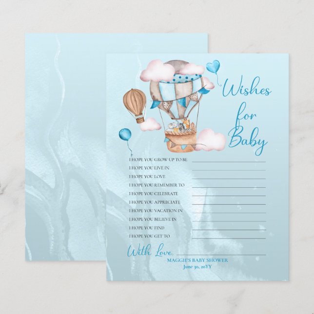 Safari Animals Balloons Wishes for Baby Game  (Front/Back)