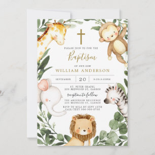 Safari Animals Baptism/Christening Invitation