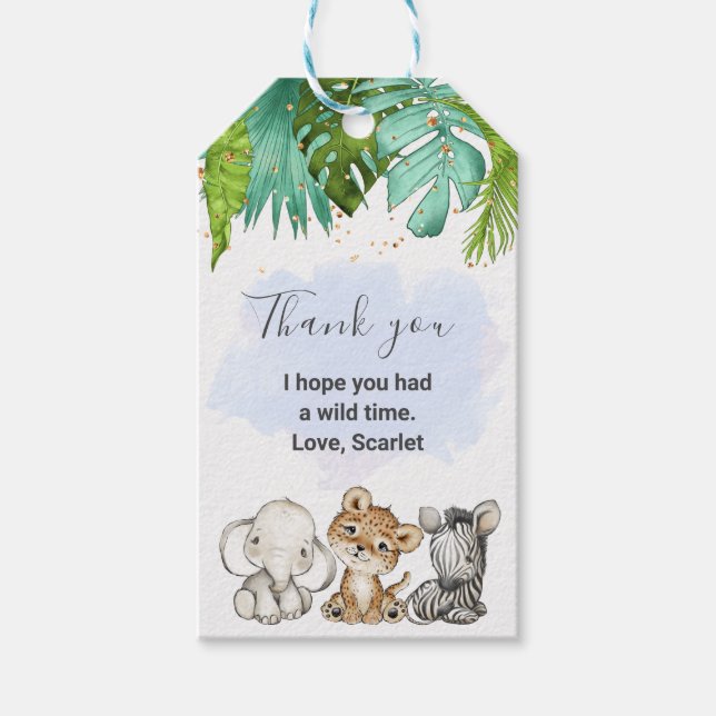 Safari Animals Birthday I Baby Shower Gift Tag (Front)