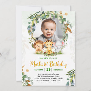 Safari Animals Birthday Invitation Wild One Party